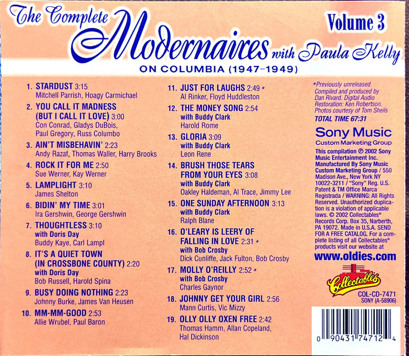 The Modernaires With Paula Kelly CD The Complete Modernaires On Columbia Volume