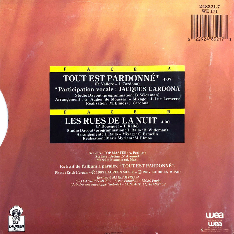 Marie Myriam 7" Tout Est Pardonné - Europe (VG+/EX)