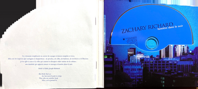 Zachary Richard CD Lumière Dans Le Noir