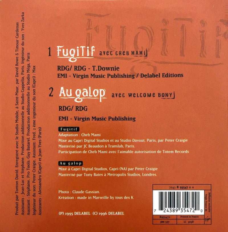 Tonton David & Cheb Mami ‎CD Single Fugitif - France (M/M)