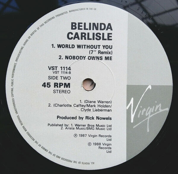 Belinda Carlisle 12" World Without You - UK (VG/EX)