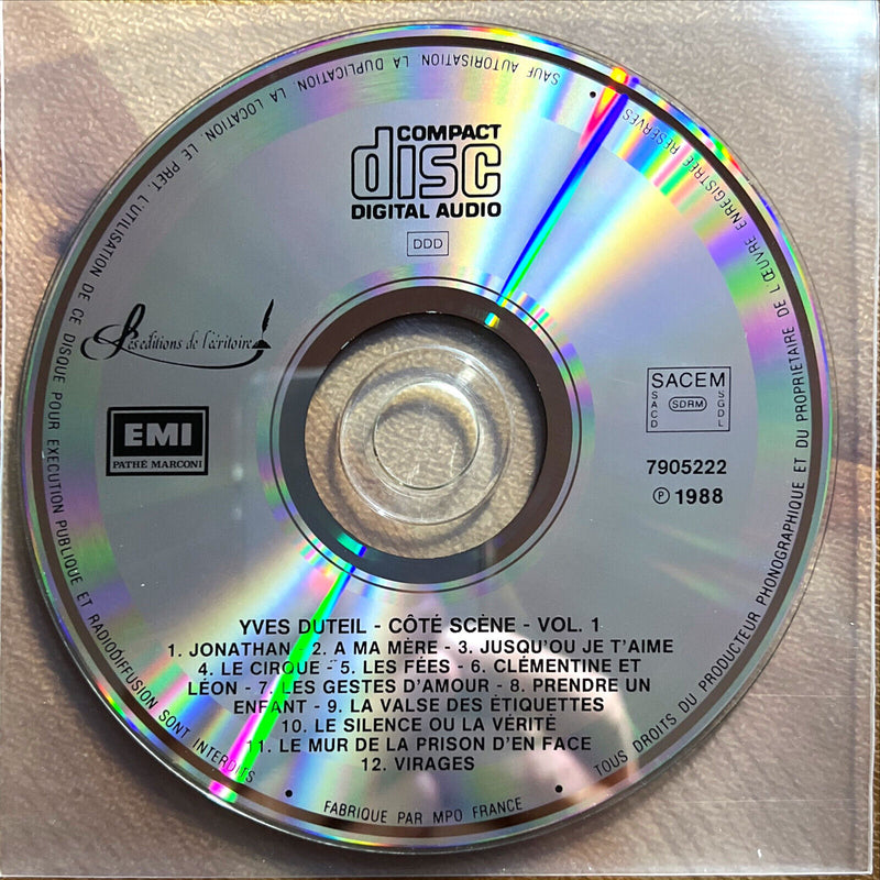 Yves Duteil CD Côté Scène Vol. 1
