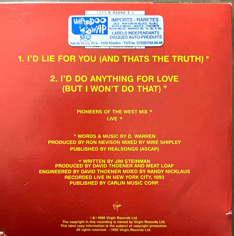 Meat Loaf CD Single I'd Lie For You (And That's The Truth)