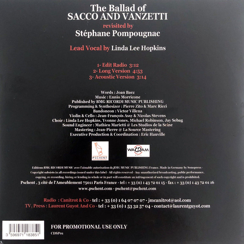 Stéphane Pompougnac CD Single The Ballad Of Sacco And Vanzetti - Promo - France 