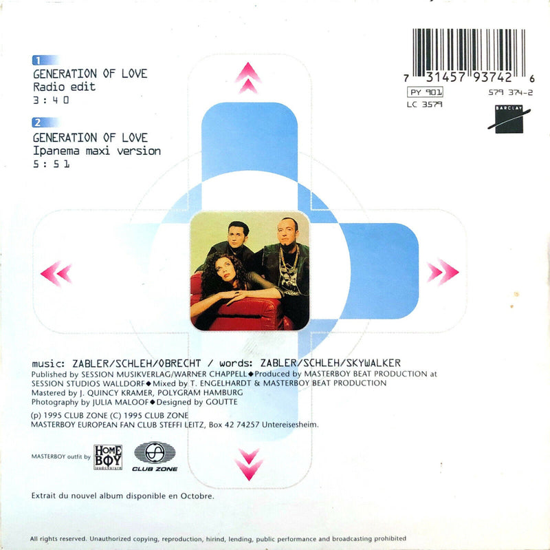Masterboy ‎CD Single Generation Of Love - France (VG+/VG+)