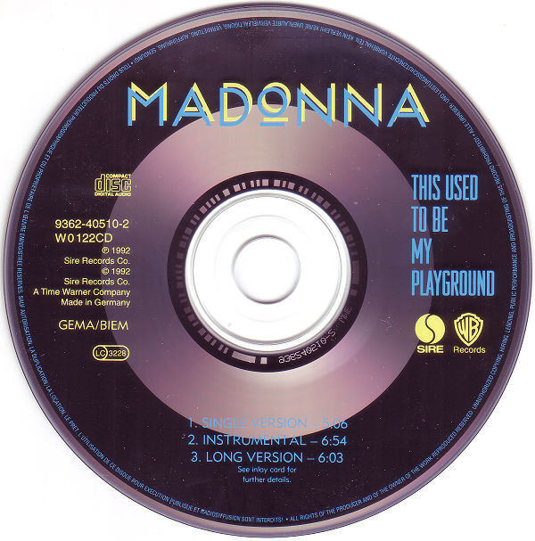 Madonna ‎Maxi CD This Used To Be My Playground - Europe (M/EX+)