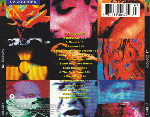 U2 ‎CD Zooropa - Canada (M/EX)