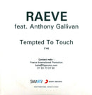 Raeve Feat. Anthony Gallivan CD Single Tempted To Touch - Promo - France (EX+/M)