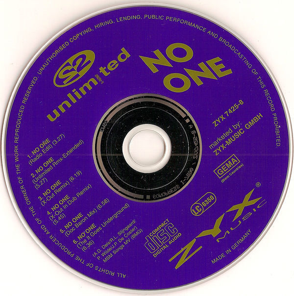 2 Unlimited ‎Maxi CD No One - Germany (EX+/EX+)