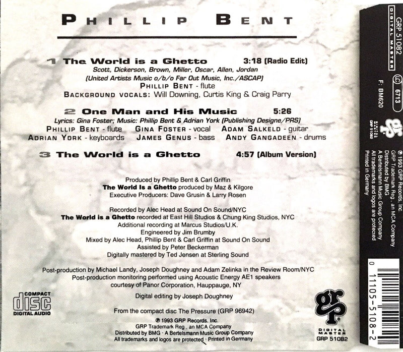 Phillip Bent ‎Maxi CD The World Is A Ghetto - Germany (EX+/EX+)