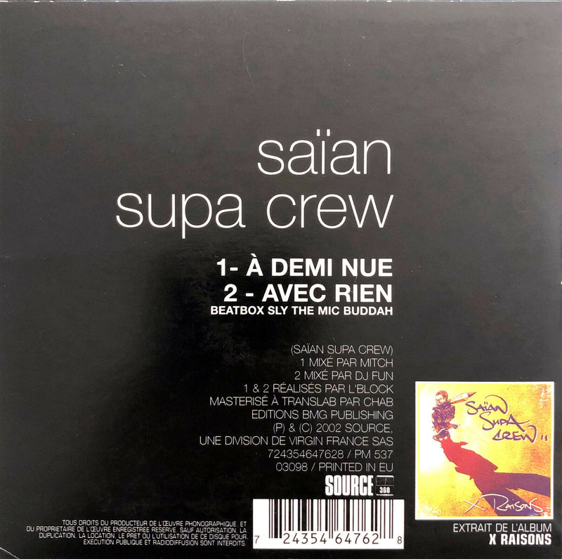 Saïan Supa Crew ‎CD Single A Demi Nue - France (VG/VG+)