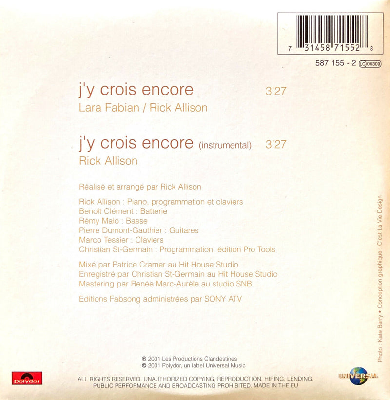 Lara Fabian ‎CD Single J'Y Crois Encore - France (EX+/M)