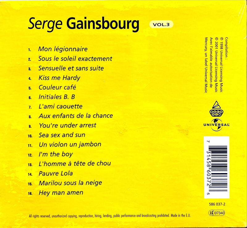 Serge Gainsbourg CD Vol. 3 - Digipak