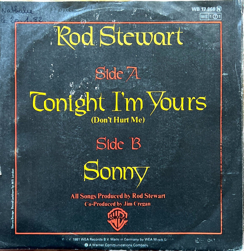 Rod Stewart 7" Tonight I'm Yours - Germany