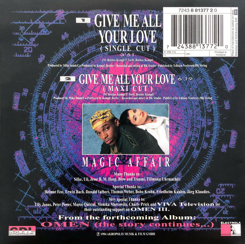 Magic Affair ‎CD Single Give Me All Your Love - Europe (VG+/VG+)
