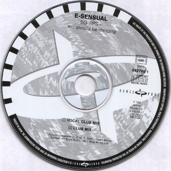 E. Sensual CD Single B.G. Tips - You Should Be Dancing - France (VG+/VG+)