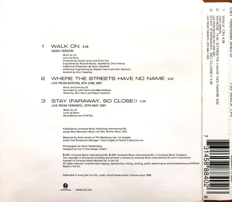 U2 ‎Maxi CD Walk On - Europe (M/EX+)