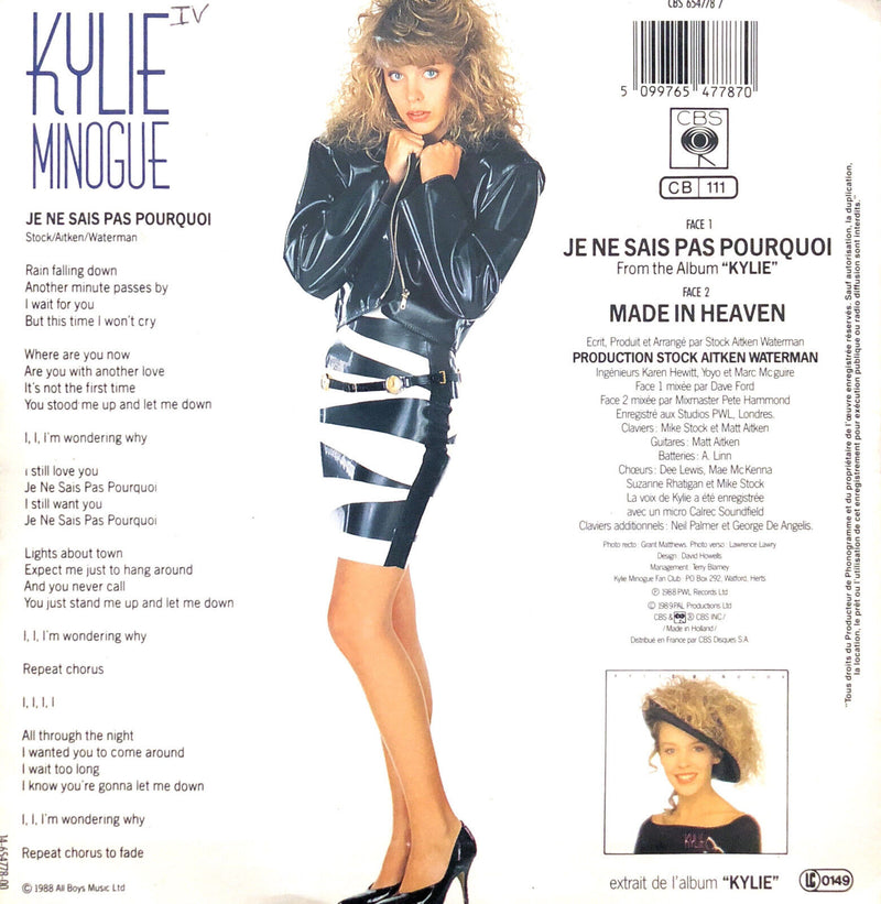 Kylie Minogue ‎7" Je Ne Sais Pas Pourquoi & Made In Heaven - France (VG/VG+)