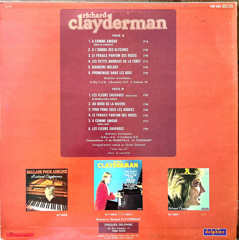Richard Clayderman LP A Comme Amour - Les Fleurs Sauvages