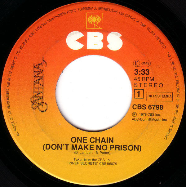 Santana 7" One Chain (Don't Make No Prison) / Wham! - Europe (VG+/VG+)