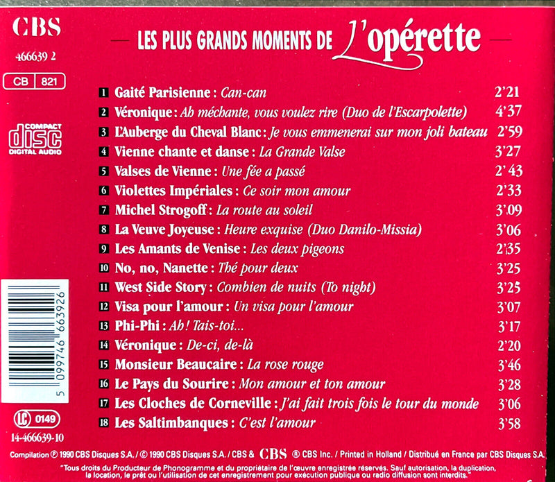 Various, Marcel Merkes - Paulette Merval CD Les Plus Grands Moments de L'opérett