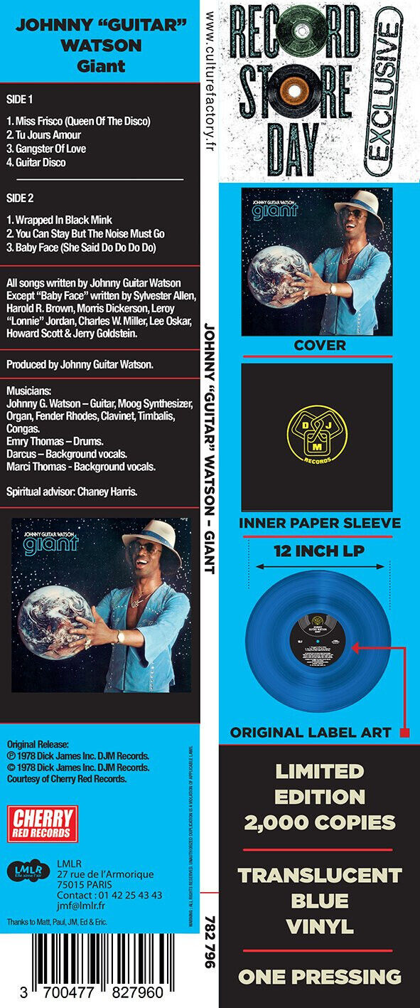 Johnny Guitar Watson LP Giant Blue, Translucent Vinyl