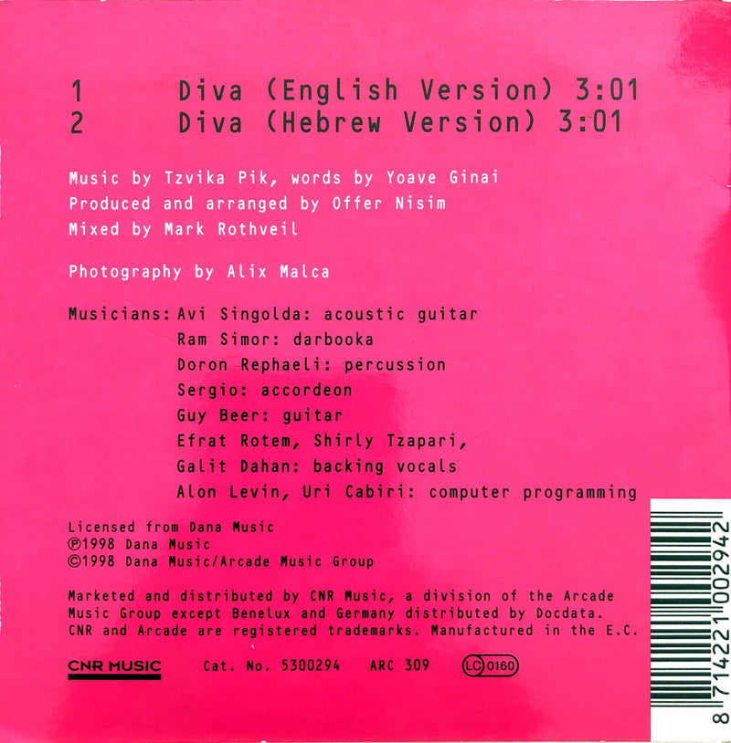Dana International ‎CD Single Diva - Holland (EX+/EX+)