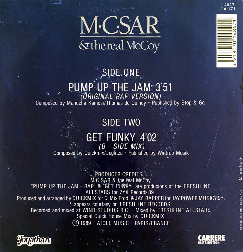 M.C. Sar & The Real McCoy 7" Pump Up The Jam - Rap - France (VG/EX)