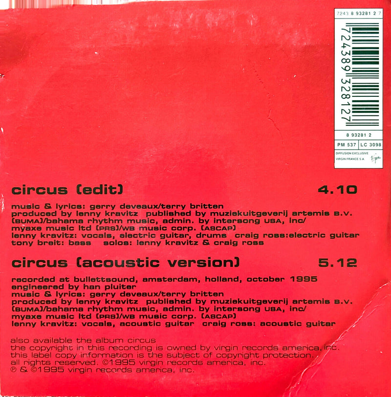 Lenny Kravitz CD Single Circus - France (VG/EX+)