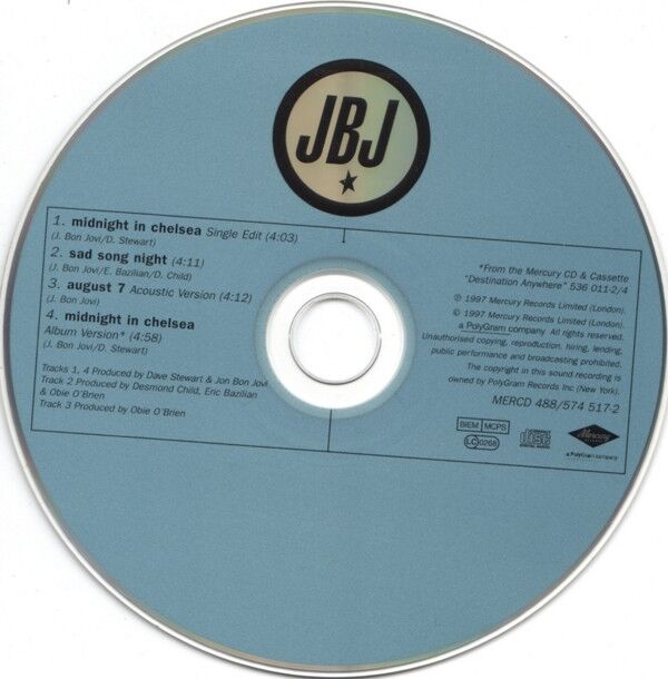 Jon Bon Jovi Maxi CD Midnight In Chelsea - Vol.1 - England (M/M)