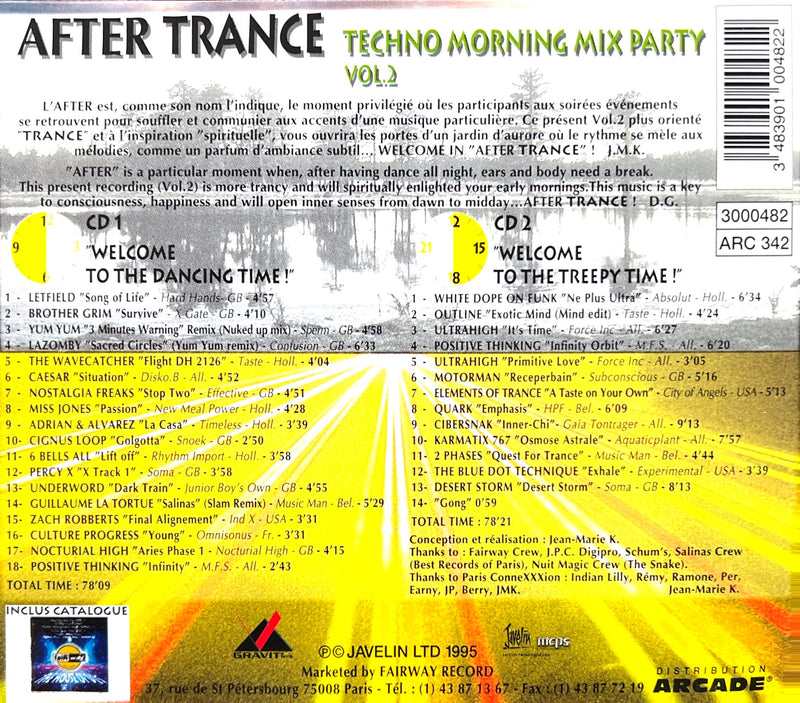 the back cover of a cd with a yellow background