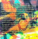 a painting of a colorful background with words