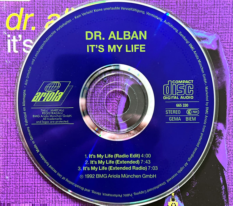 a cd disc with the words dr alban it's my life on it