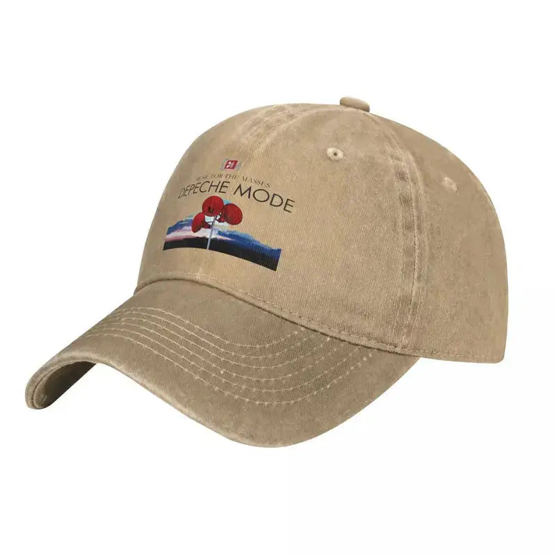 Casquette vintage Depeche Mode "Music for the Masses" beige unisexe ajustable