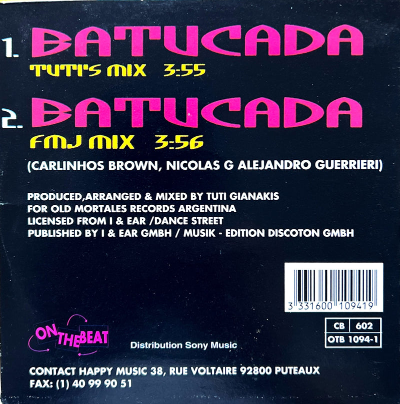 the back of a cd cover for batucada batucada