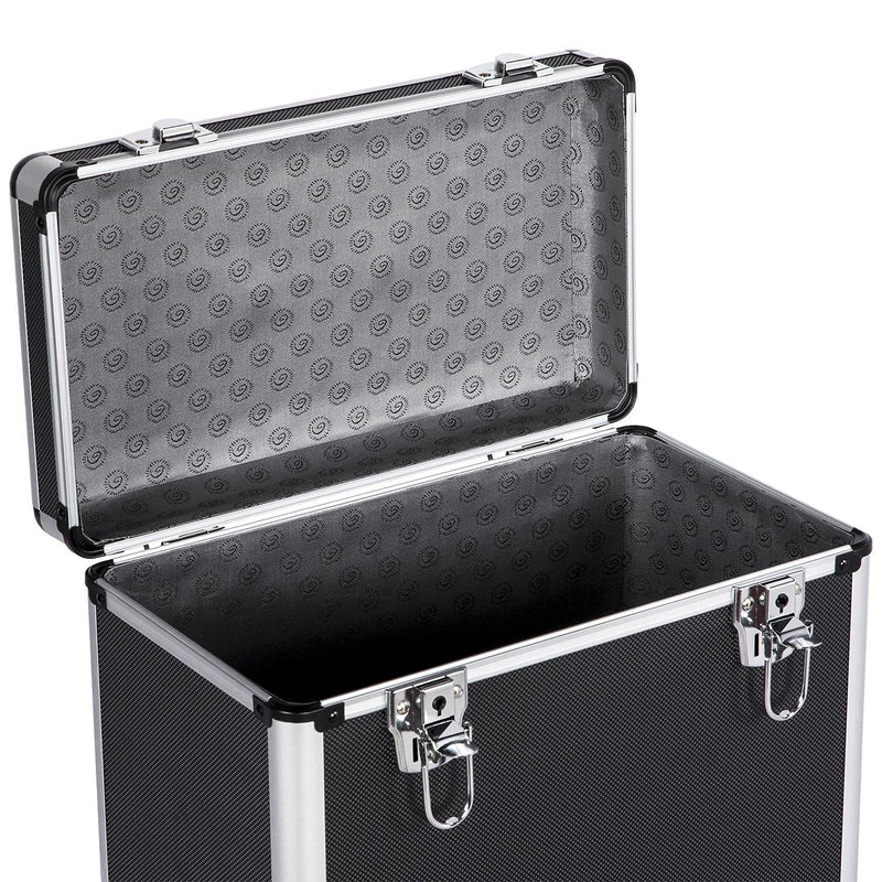 Mallette de Rangement pour 50 Disques Vinyles 33 Tours avec Fermeture à Clé - 35x20x36 cm Noir