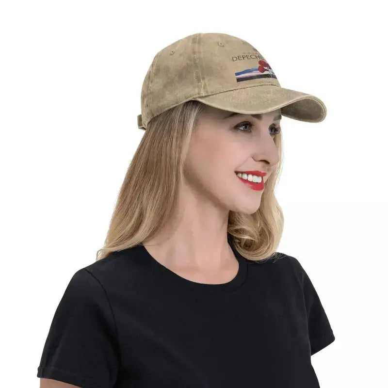 Casquette vintage Depeche Mode "Music for the Masses" beige unisexe ajustable