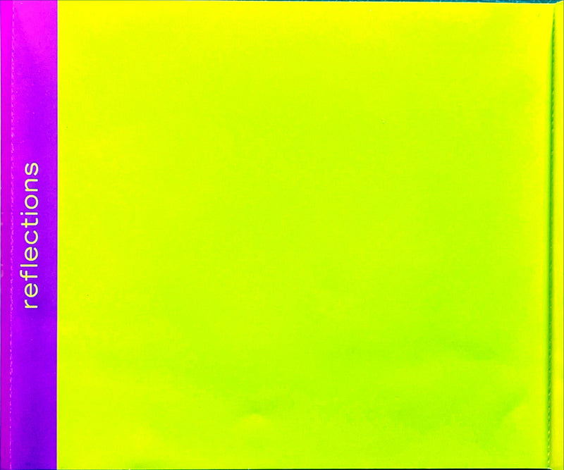 a yellow and purple book with the words reflections on it