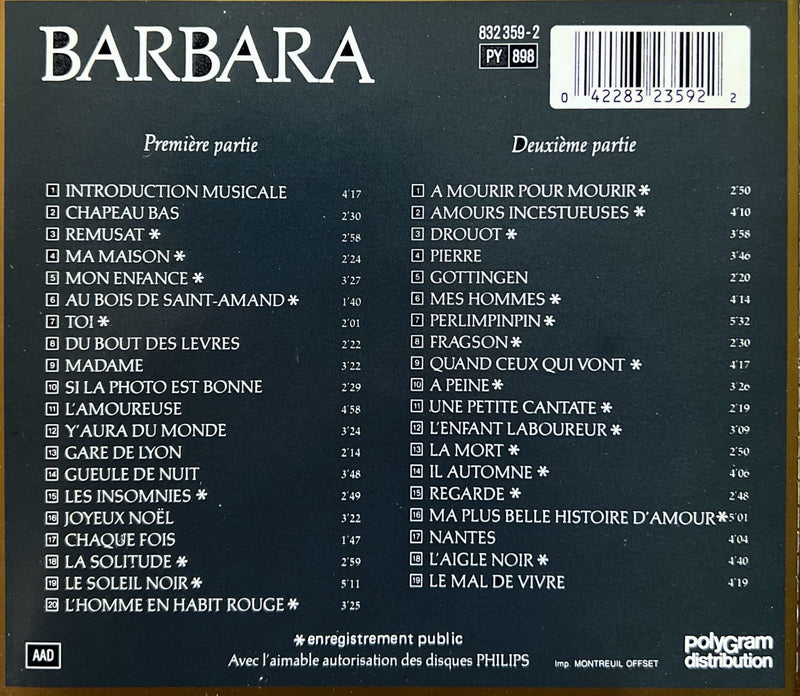 Barbara - 2CD - 1ère et 2ème Partie (NM/NM)