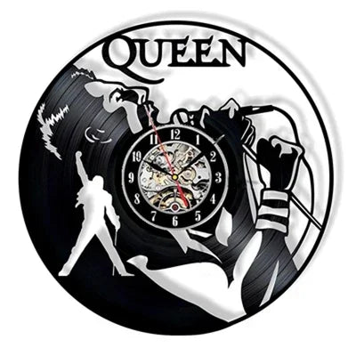 Horloge Murale Style Disque Vinyle - Hommage au Groupe 'Queen'