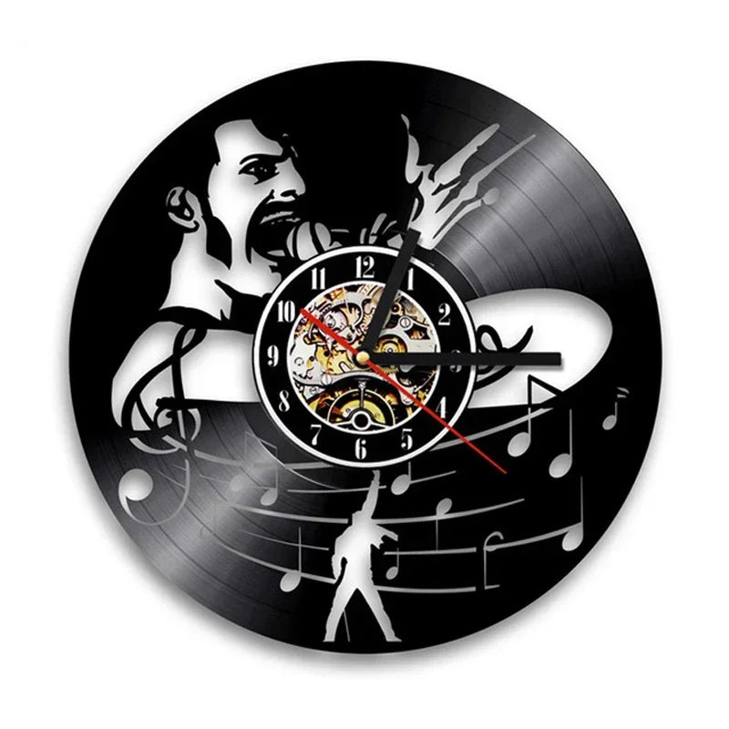 Horloge Murale Style Disque Vinyle - Hommage au Groupe 'Queen'