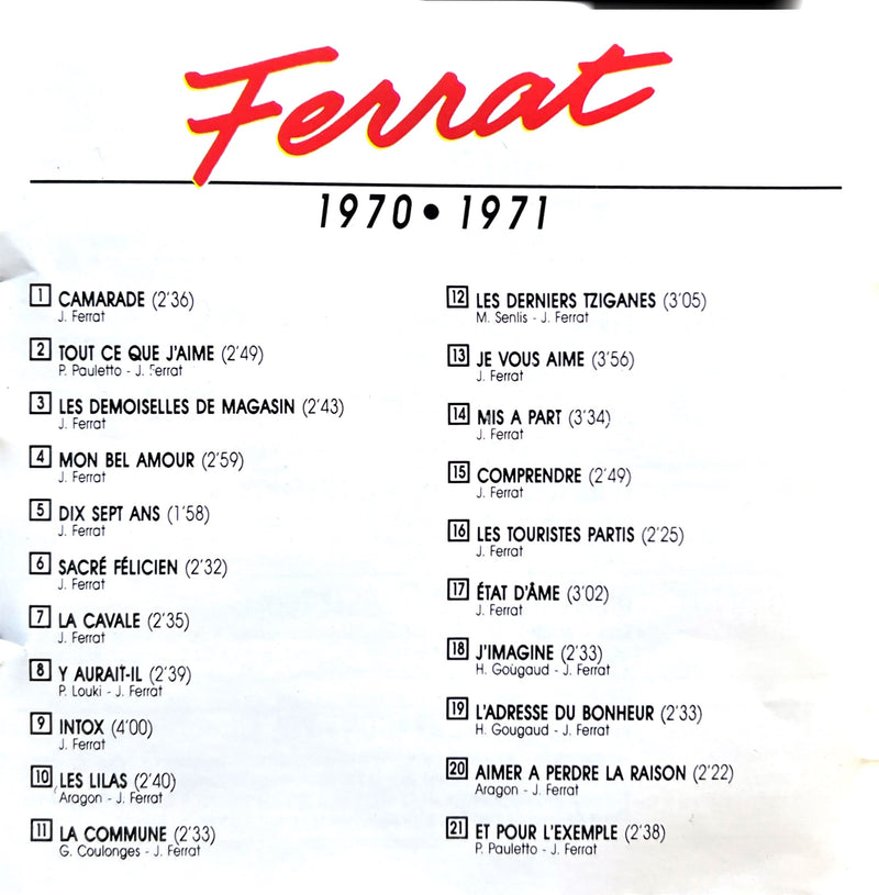 Jean Ferrat CD Ferrat 1970-1971 (NM/VG+)