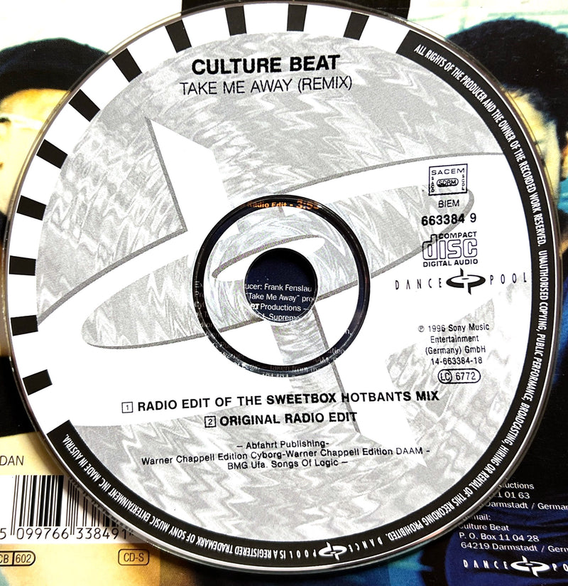 Culture Beat - Take Me Away (CD Single) 1996 (NM/VG+)