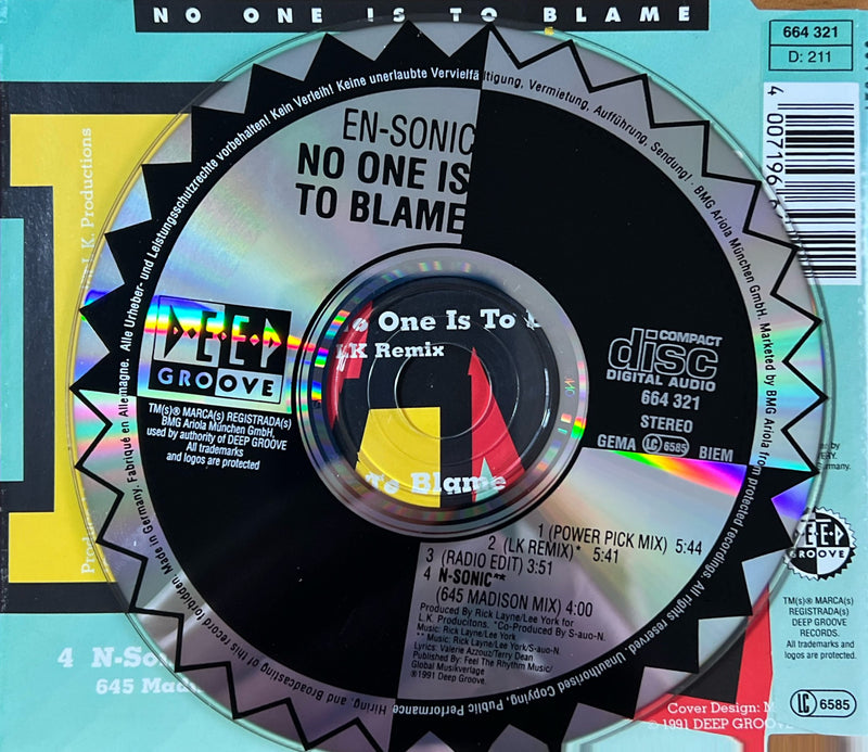 En-Sonic CD Maxi No One Is To Blame 1991 (NM/NM)