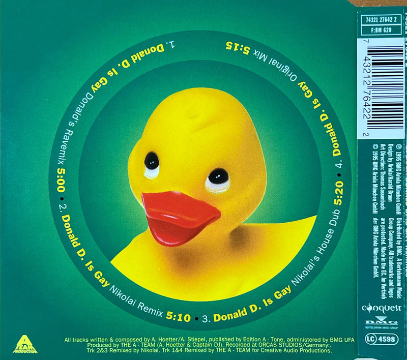 DJ Duck CD Maxi Donald D. Is Gay Remixes 1993 (NM/NM)
