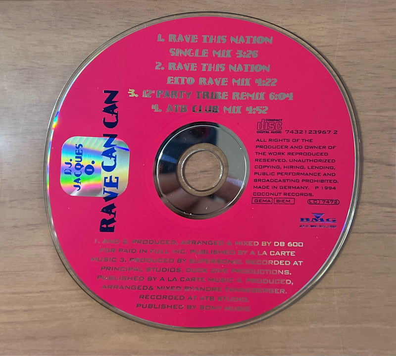 DJ Jacques O. CD Maxi Rave Can Can 1994 Coconut (NM/NM)