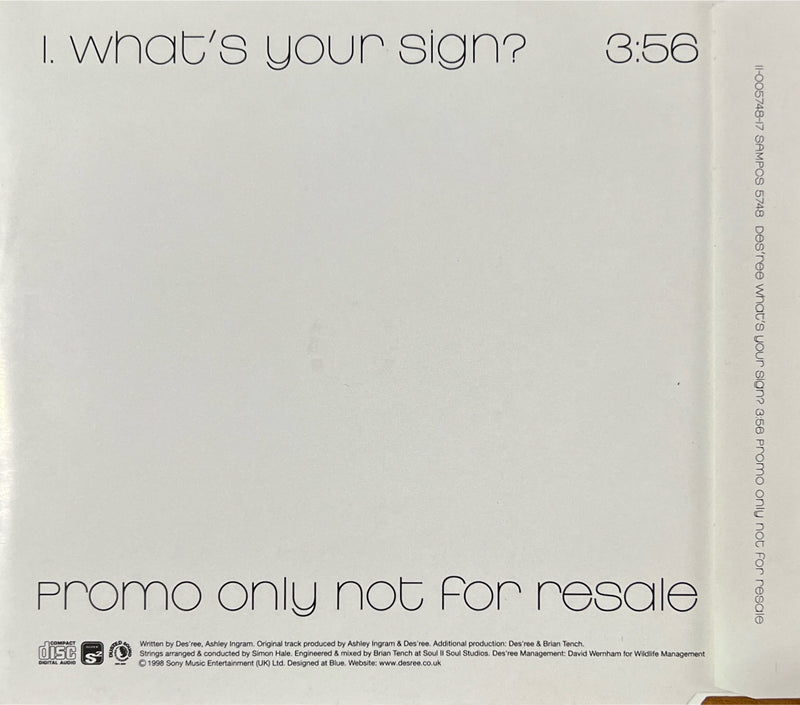 Des'ree CD Promo What's Your Sign? 1998 Sony (NM/NM)