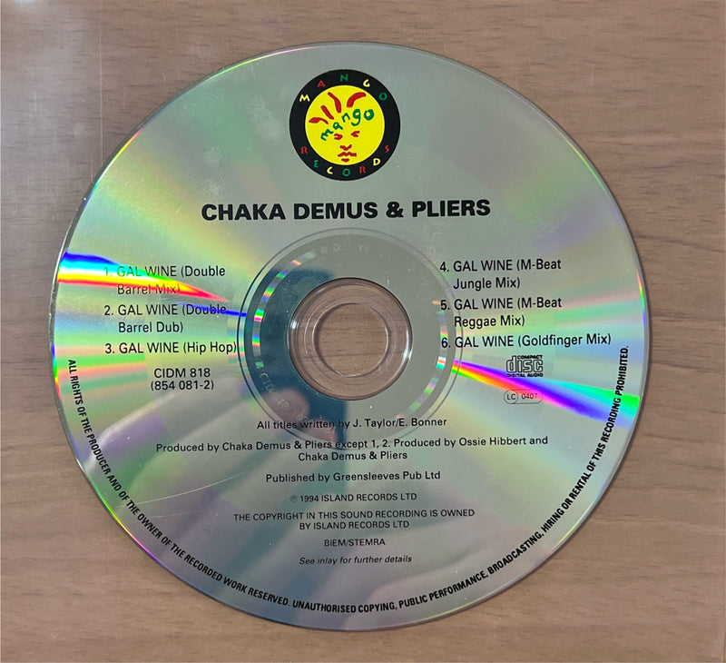 Chaka Demus & Pliers CD Maxi Gal Wine 1994 Island (NM/NM)