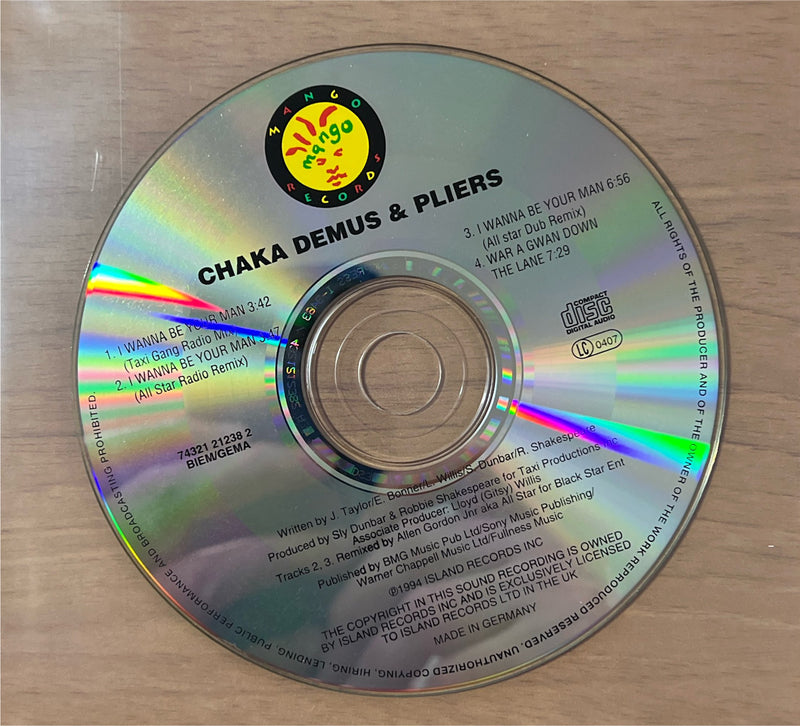 Chaka Demus & Pliers CD Maxi I Wanna Be Your Man 1994 (NM/NM)