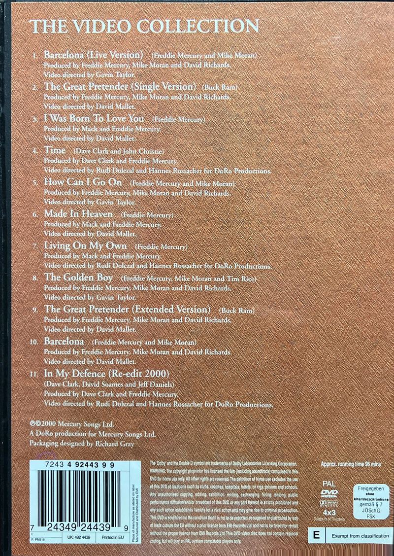 Freddie Mercury - The Video Collection (DVD, 2000, PAL) Solo Videos Remix + Interviews (NM/VG+)